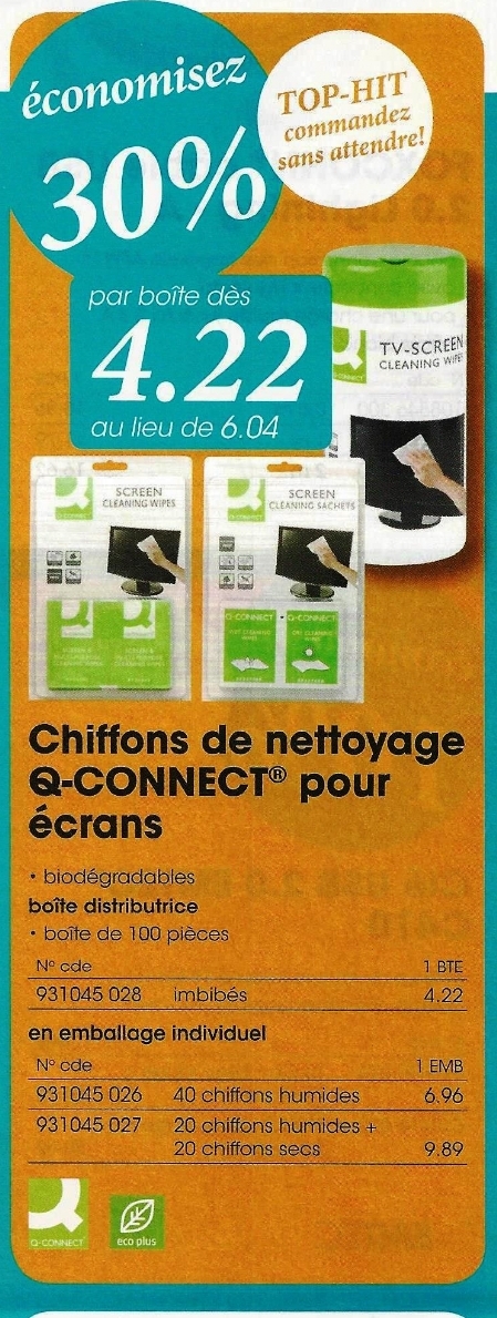 Chiffons de nettoyage Q-Connect pour écran